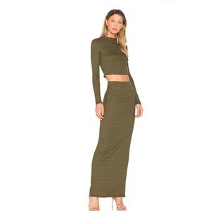Lulu Column Maxi Skirt in Olive Night
